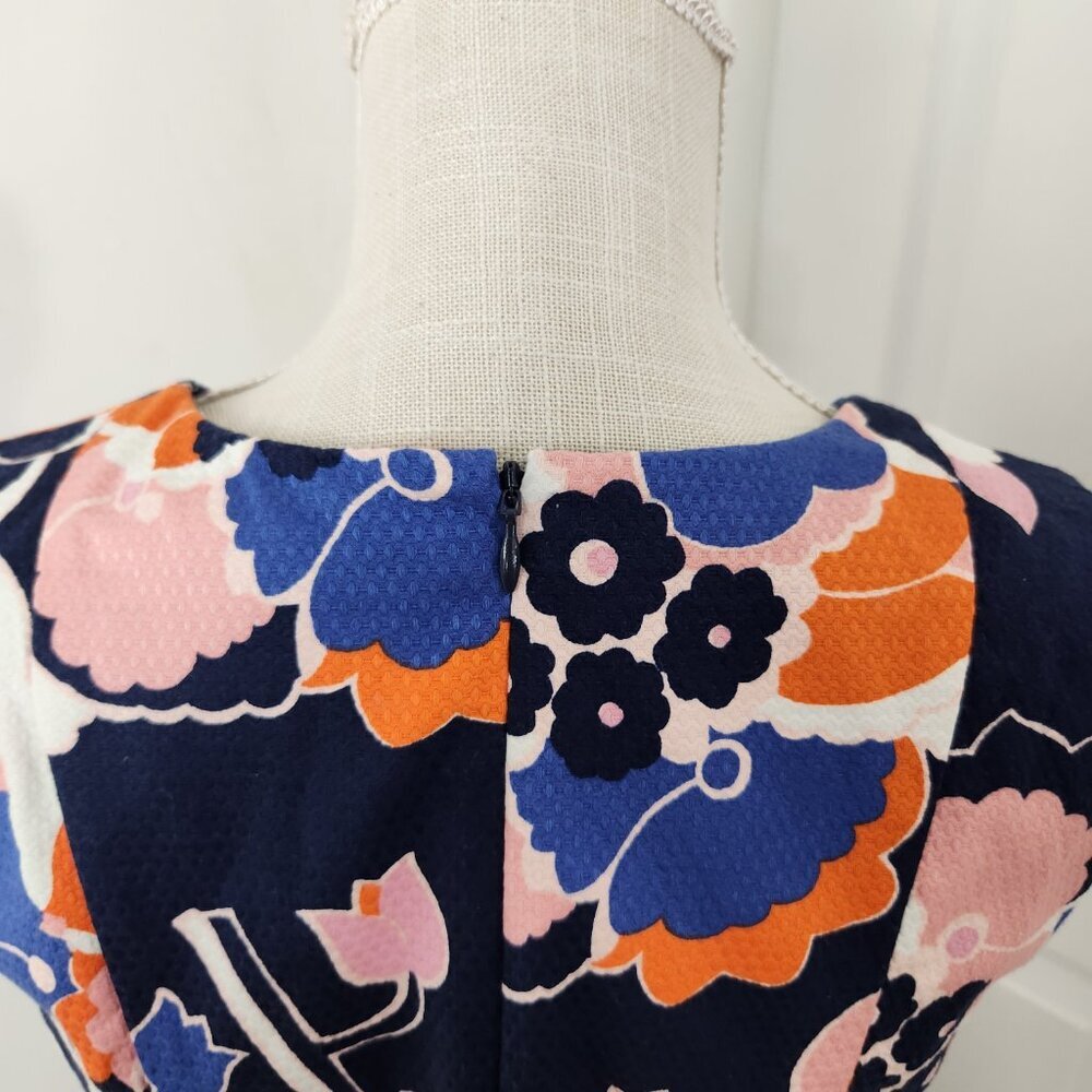 Boden Dress Womens 6 Blue Orange Floral Knee Modest Church Office Career - Picture 6 of 16